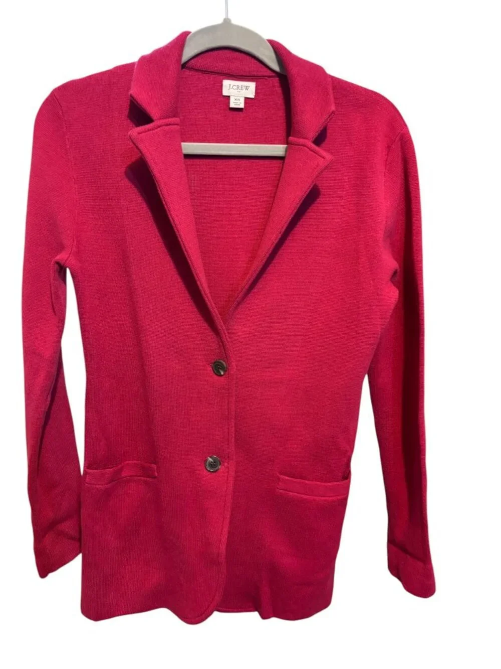 J. Crew Dark Pink Cotton Knit Sweater Blazer